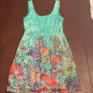 Teal Floral Lace Dress